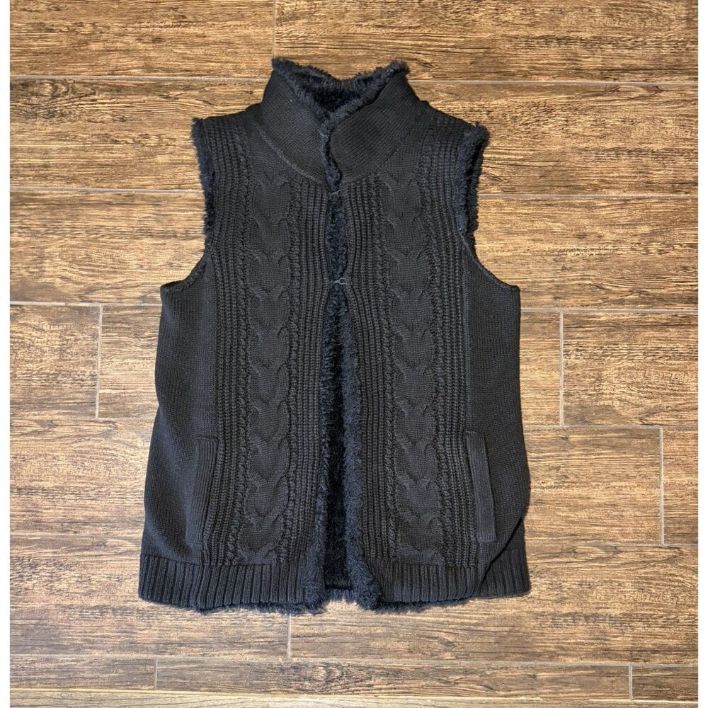 Cable Knit Faux Fur-Lined Vest - M/L (See Measurements)